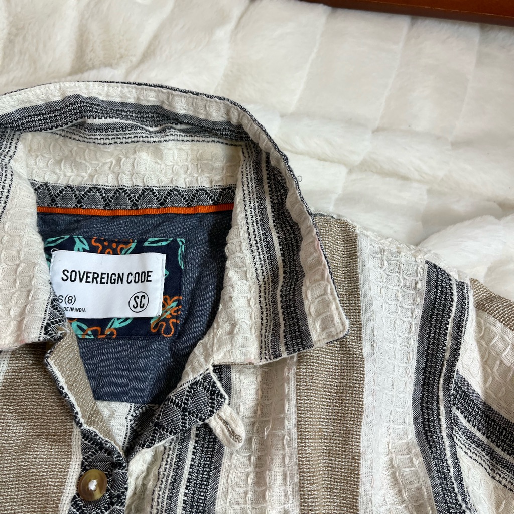 Kids 8 Vacation Travel Spring Summer Neutral Buttondown Shirt Mixed Pattern City